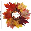Winlyn 4 Pcs Artificial Maple Leaves and Berries Candle Rings Fall Candle Holders Small Candle Wreath Rings 11″ Wide for Farmhouse Fall Thanksgiving Halloween Wedding Centerpiece Table Door Décor