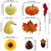 Winlyn 60 Pcs Assorted Small Artificial Pumpkins and Gourds with Acorns Pinecones Maple Leaves Sunflowers Fall Harvest Decoration Set for Thanksgiving Halloween Bowl Filler Table Centerpiece Wreaths