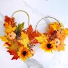 Winlyn 8 Pcs Fall Harvest Artificial Maple Leaf Stems Fall Picks and Sprays with Orange Pumpkins Sunflower Heads Pine Cones Berries 13″ for Thanksgiving Autumn Wedding DIY Wreath Floral Arrangements