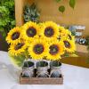 Winlyn 9-Pack Artificial Sunflower Stems, 19.7″ Tall Full & Lifelike Yellow Silk Flowers with Long Stems for Vase Bouquet Centerpiece Wreath Floral Arrangement Wedding Birthday Party Fall Décor