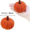 Winlyn Set of 12 Faux Fall Harvest Crochet Pumpkins Small Knit Pumpkins in Orange Yellow Green Brown Cream Rustic Farmhouse Pumpkins Foam Pumpkins for Thanksgiving Halloween Autumn Mantel Table Décor(Orange and Brown)