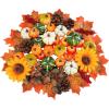 68 Pcs Assorted Mini Artificial Pumpkins with Maple Leaves Pinecones Acorns Sunflowers Berries Fall Decorating Kit for Fall Wedding Thanksgiving Halloween Table Centerpiece Wreaths Vase Bowl Fillers