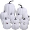 Artificial White Pumpkins Bulk Faux Harvest Pumpkins for Fall Wedding Thanksgiving Halloween Seasonal Holiday Tabletop Decoration Centerpiece 12 Pcs Assorted Sizes