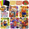 Winlyn 12 Sets Fall Kids Crafts DIY Picture Frame Decorations Art Sets Pumpkin Ghost Monster Foam Stickers Arts and Crafts for Kids Halloween Classroom Party Activities