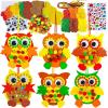 Winlyn 24 Sets Foam Owl Decorations DIY Fall Craft Kit With Autumn Leaves, Pumpkins, Googly Eyes, Pom-Poms for Kids Gift Halloween Thanksgiving Holiday Classroom Art Activity