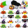 Winlyn 24 Sets Halloween Headbands Craft Kits Crown Art Sets Jack-o’-lantern Candy Corns Ghost Monster Bat Paper Hat with Halloween Foam Stickers for Kids Halloween Classroom Activities Party Favors