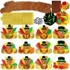 Winlyn 24 Sets Thanksgiving Turkey Headbands Fall Thanksgiving Craft Kits DIY Turkey Hats with Fall Leaf Pumpkin Turkey Feather Foam Stickers Googly Eyes Art Sets for Kids Party Classroom Activities
