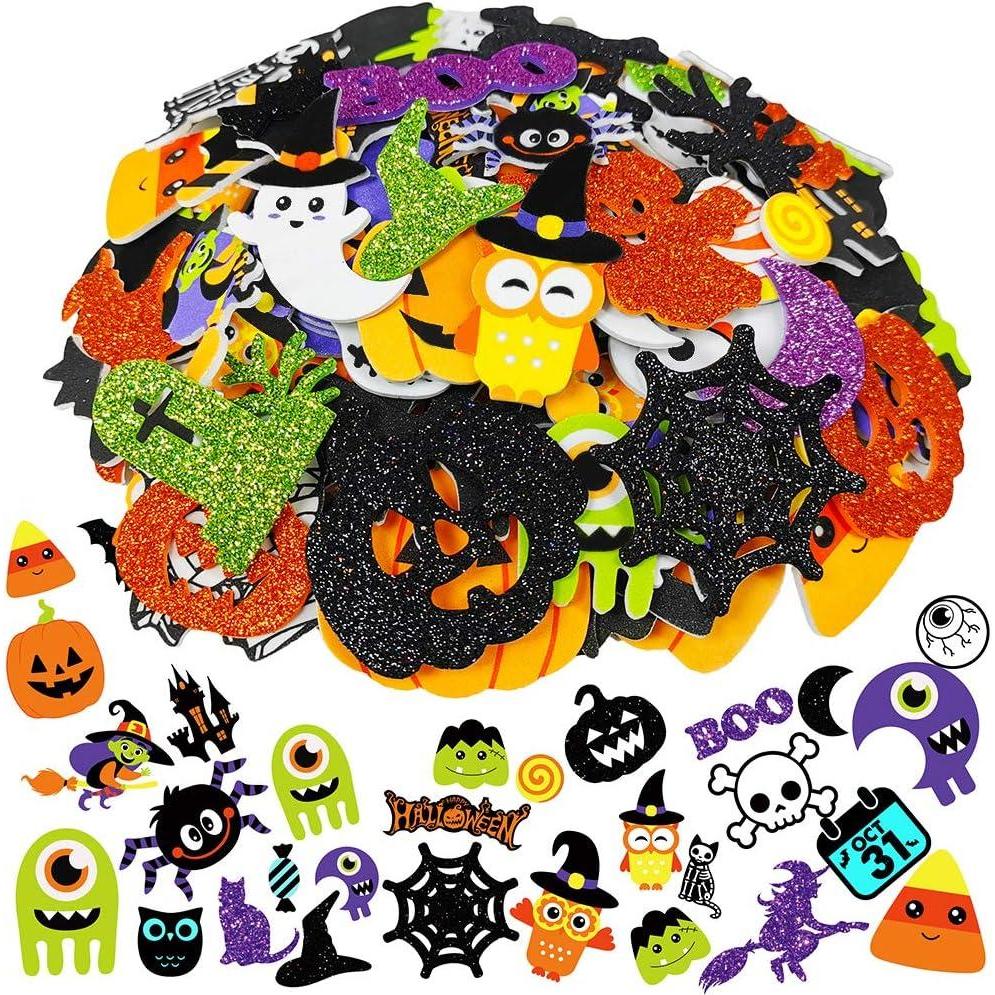 imageWinlyn 517 Pcs Bulk Foam Halloween Prints Stickers SelfAdhesive Pumpkins JackOLantern Ghost Witch Bats Monster Stickers 1quot 15quot 2quot Embellishments for Kids Craft Favors Rewards Halloween Decoration