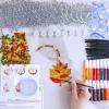 Winlyn 24 Sets Fall Leaf Suncatchers Ornaments Decorations DIY Window Paint Art Suncatchers Craft Kits Autumn Maple Leaf Sun Catchers for Kids Classroom Thanksgiving Harvest Party Art Project