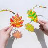 Winlyn 24 Sets Fall Leaf Suncatchers Ornaments Decorations DIY Window Paint Art Suncatchers Craft Kits Autumn Maple Leaf Sun Catchers for Kids Classroom Thanksgiving Harvest Party Art Project