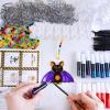 Winlyn 24 Sets Halloween Bat Suncatcher Ornaments DIY Window Paint Art Craft Kits for Kids Classroom Activities Fall Party Art Projects