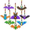 Winlyn 24 Sets Halloween Bat Suncatcher Ornaments DIY Window Paint Art Craft Kits for Kids Classroom Activities Fall Party Art Projects
