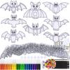 Winlyn 24 Sets Halloween Bat Suncatcher Ornaments DIY Window Paint Art Craft Kits for Kids Classroom Activities Fall Party Art Projects