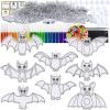 Winlyn 24 Sets Halloween Bat Suncatchers Ornaments Holiday Decorations DIY Window Paint Art Craft Kits Suncatchers Painting Kits for Kids Activities Classroom Art Project