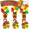 Winlyn 24 Sets Thanksgiving Turkey Doorknob Hanger Decorations Art Sets DIY Thanksgiving Craft Kits Fall Crafts Give Thanks Turkey Foam Stickers Arts and Crafts for Kids Party Classroom Activities