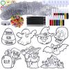 Winlyn 27 Sets Halloween Suncatchers Ornaments Decorations DIY Window Paint Art Suncatchers Halloween Craft Kits Jack-O’-Lantern Bat Ghost Skull Sun Catchers for Kids Classroom Activities Art Project