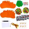 Winlyn 30 Sets Fall Halloween Pumpkin Decorations DIY Pumpkin Craft Kits Foam Pumpkin Shapes 8″ W and Smile Fall Leaves Glitter Leaves Pumpkin Decorating Stickers for Kids Classroom Party Activities