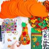Winlyn 30 Sets Fall Halloween Pumpkin Decorations DIY Pumpkin Craft Kits Foam Pumpkin Shapes 8″ W and Smile Fall Leaves Glitter Leaves Pumpkin Decorating Stickers for Kids Classroom Party Activities