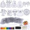 Winlyn 30 Sets Halloween Suncatchers Ornaments Decorations DIY Window Paint Art Suncatchers Halloween Craft Kits Jack-O’-Lantern Ghost Spider Sun Catchers for Kids Classroom Activities Art Project