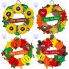 Winlyn 12 Sets Thanksgiving Wreath Signs Decorations Art Sets DIY Fall Thanksgiving Craft Kits Foam Sunflowers Maple Leaves Pumpkin Harvest Stickers for Kids Autumn Classroom Activities Party Favors