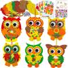 Winlyn 24 Sets Fall Craft Kits Autumn Crafts DIY Fall Owl Ornaments Decorations Art Sets Maple Leaves Pumpkin Foam Stickers Arts and Crafts for Kids Classroom Activities Holiday Harvest Party Favors