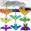 Winlyn 24 Sets Halloween Bat Suncatchers Ornaments Holiday Decorations DIY Window Paint Art Craft Kits Suncatchers Painting Kits for Kids Activities Classroom Art Project