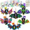 Winlyn 24 Sets Halloween Craft Kits – DIY Bat Ornaments & Decorations – Foam Bats – Kids’ Arts & Crafts – Party Favors