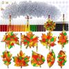 Winlyn 27 Sets Fall Leaf Suncatchers Ornaments DIY Window Paint Art Fall Craft Kits Maple Leaf Sun Catchers Painting Kits for Kids Classroom Activities Art Project Thanksgiving Autumn Party Decoration
