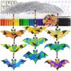 Winlyn 27 Sets Halloween Craft Kits Halloween Bat Suncatchers Ornaments Decorations DIY Window Paint Art Suncatchers Bat Suncatchers Painting Kits for Kids Halloween Classroom Activities Art Projects