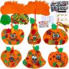 Winlyn 30 Sets Fall Halloween Pumpkin Decorations DIY Pumpkin Craft Kits Foam Pumpkin Shapes 8″ W and Smile Fall Leaves Glitter Leaves Pumpkin Decorating Stickers for Kids Classroom Party Activities