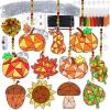 Winlyn 33 Sets Fall Leaf Pumpkin Acorn Sunflower Suncatchers Ornaments Decorations DIY Window Paint Art Suncatchers Craft Kits Autumn Sun Catchers for Kids Classroom Activity Thanksgiving Art Project
