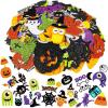 Winlyn 517 Pcs Bulk Foam Halloween Prints Stickers Self-Adhesive Pumpkins Jack-O’-Lantern Ghost Witch Bats Monster Stickers 1″ 1.5″ 2″ Embellishments for Kids Craft Favors Rewards Halloween Decoration