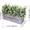 1 Pcs Wooden Potted Eucalyptus Plant Greenery Arrangement Artificial Eucalyptus Plant in Rectangular Wood Planter Box for Rustic Farmhouse Indoor Centerpiece Tabletop Window Sills Kitchen Shelf Decor