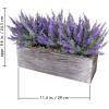 Fake Lavender Flower Arrangement in Rustic Rectangular Wood Planter Box Artificial Potted Lavender Plant for Gifts Farmhouse Wedding Centerpiece Kitchen Windowsill Table Shelf Indoor Greenery Decor