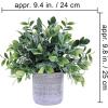 Set of 3 Assorted Small Potted Plants Fake Eucalyptus and Rosemary Plants in Gray Geometric Concrete Ceramic Pots for Gifts Home Kitchen Office Shelf Table Desk Modern Indoor Outdoor Greenery Decor