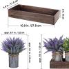 Set of 3 Small Potted Plants Arrangement Artificial Lavender and Grass Plants in Rustic Galvanized Metal Pots with Decorative Wood Tray for Farmhouse Table Centerpiece Windowsill Indoor Greenery Decor