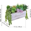 Winlyn 19 Pcs Assorted Artificial Succulents in Rectangular Wooden Pot Succulents Garden in Wood Planter Box Potted Succulents Plants Arrangement for Table Centerpiece Windowsill Greenery Decor