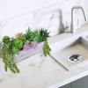 Winlyn 19 Pcs Assorted Artificial Succulents in Rectangular Wooden Pot Succulents Garden in Wood Planter Box Potted Succulents Plants Arrangement for Table Centerpiece Windowsill Greenery Decor