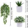 Winlyn 3 Pack Small Faux Succulent Plants Fake String of Pearls Aloe Hops Succulents in Gray Geometric Concrete Pots Artificial Potted Plant for Office Desk Home Tabletop Windowsill Shelf Decor