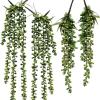 Supla 4 Pcs Artificial Hanging Succulents Faux Burro’s Tail Picks Trailing String of Pearls Succulents Fake Greenery Sprays for Basket Planter Centerpiece Floral Arrangement Indoor Outdoor Decor