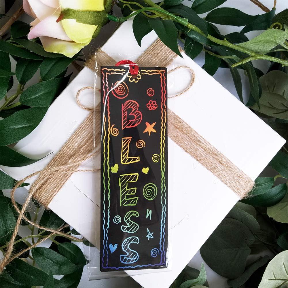 imageSupla 36 Set 2 Style Magic Scratch Rainbow Bookmarks Making Kit for Kids Students Party Favor Scratch Paper DIY Bookmarks Bulk with Scratching Tools Satin Ribbons for Classroom Activities