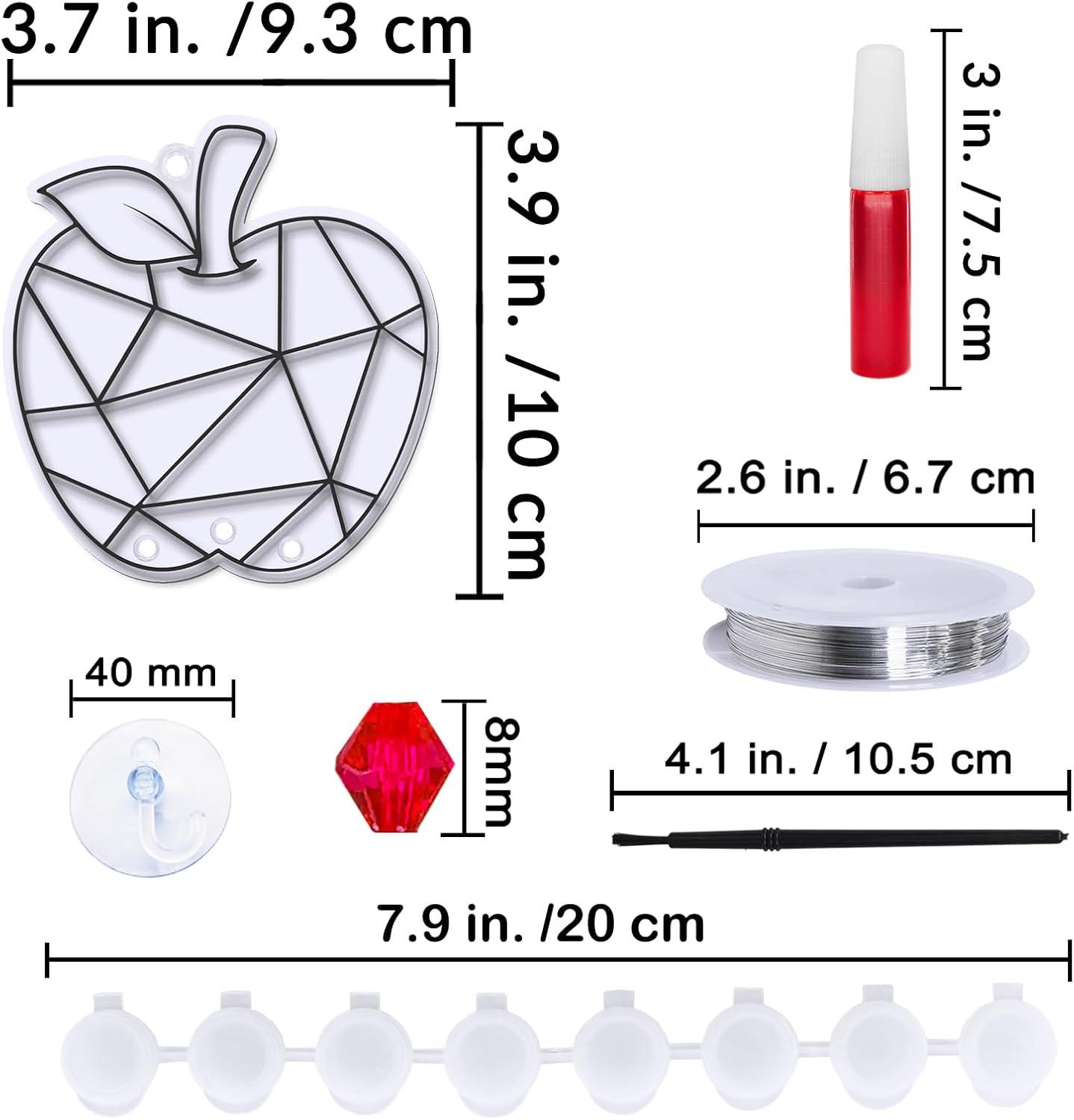 imageWinlyn 24 Sets Apple Suncatchers Wind Chimes Ornaments Decorations DIY Window Paint Art Sun Catchers Rainbow Apple Painting Craft Kits for Kids Summer Camping Party Classroom Activities Art Project