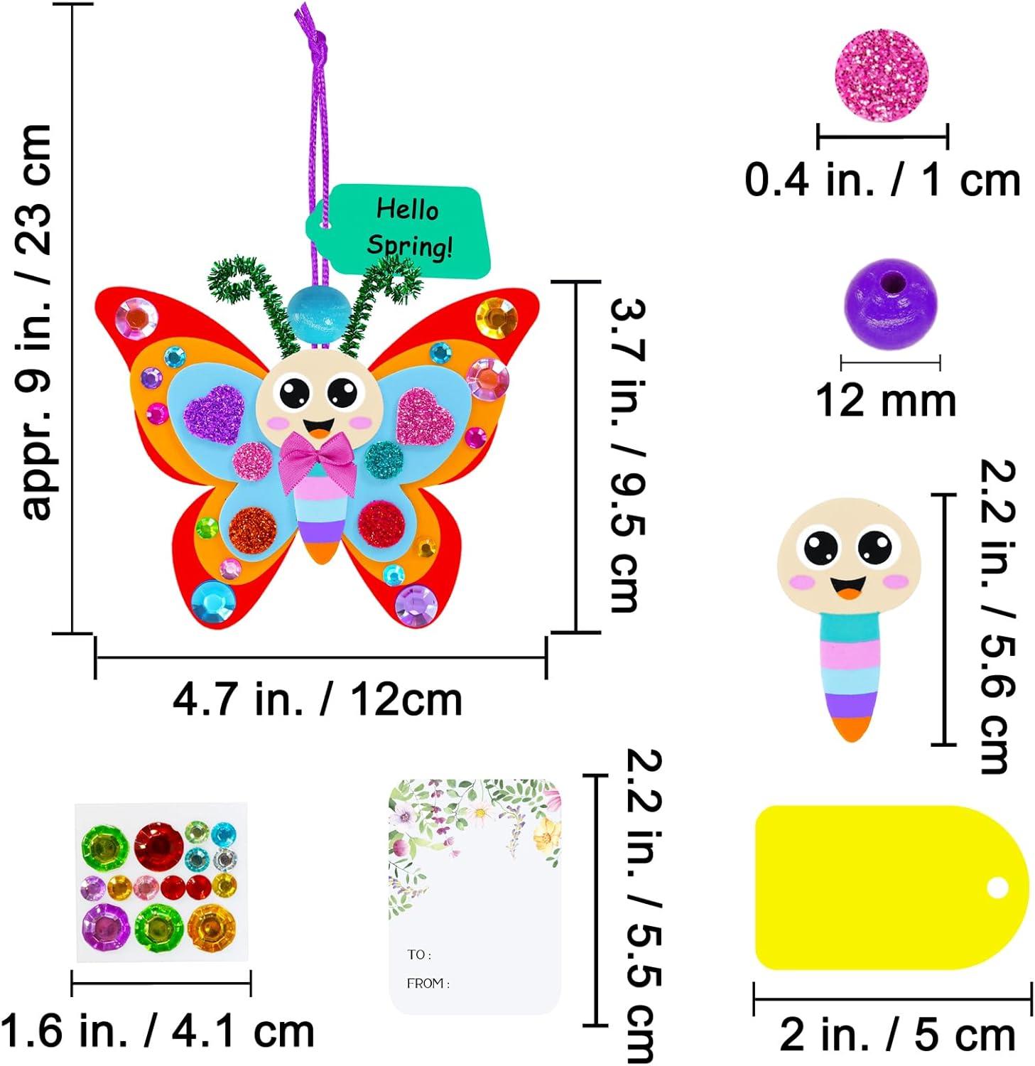 imageWinlyn 24 Sets Butterfly Craft Kits DIY 3D Rainbow Butterfly Ornaments Decorations Art Set Foam Stickers Arts and Crafts for Kids Spring Summer Camping Party Classroom Activities Art Project