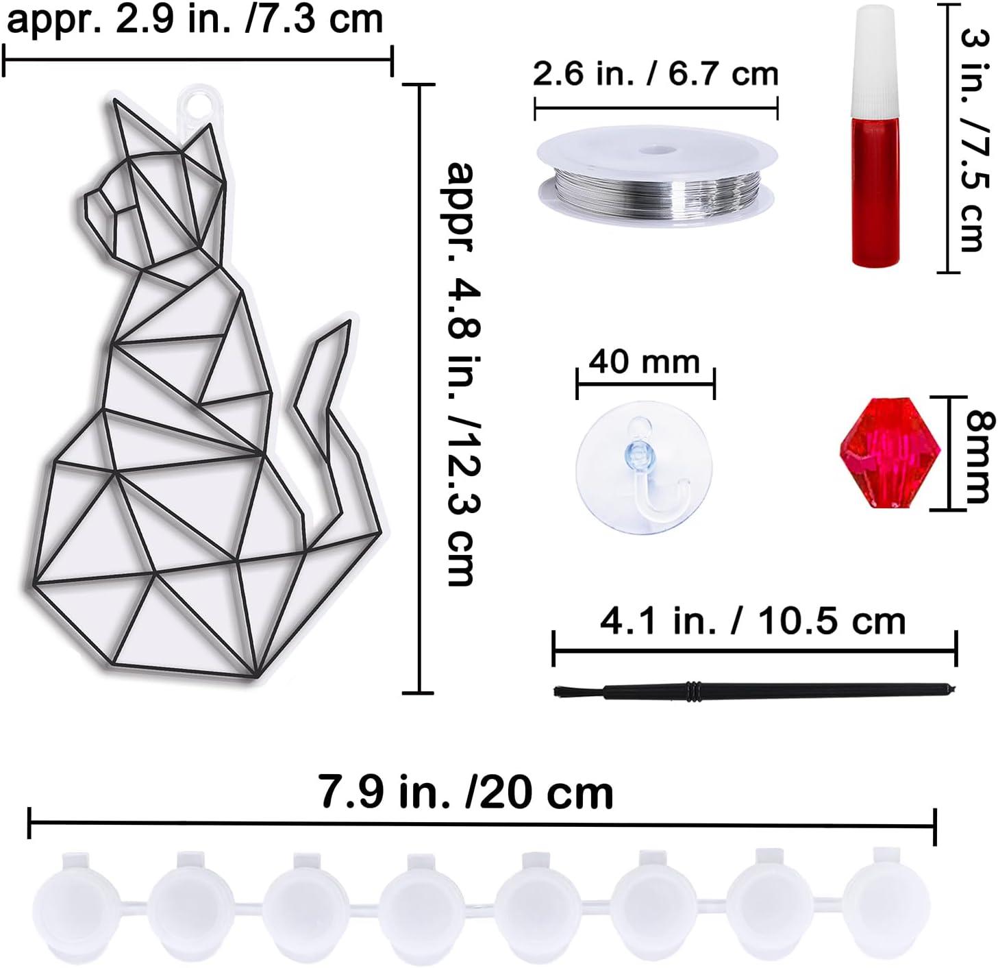 imageWinlyn 24 Sets Cat Suncatcher Ornaments Decorations DIY Window Paint Art Craft Kits Rainbow Kitten Sun Catchers Painting Kit for Kids Classroom Activities Birthday Summer Camping Party Art Project