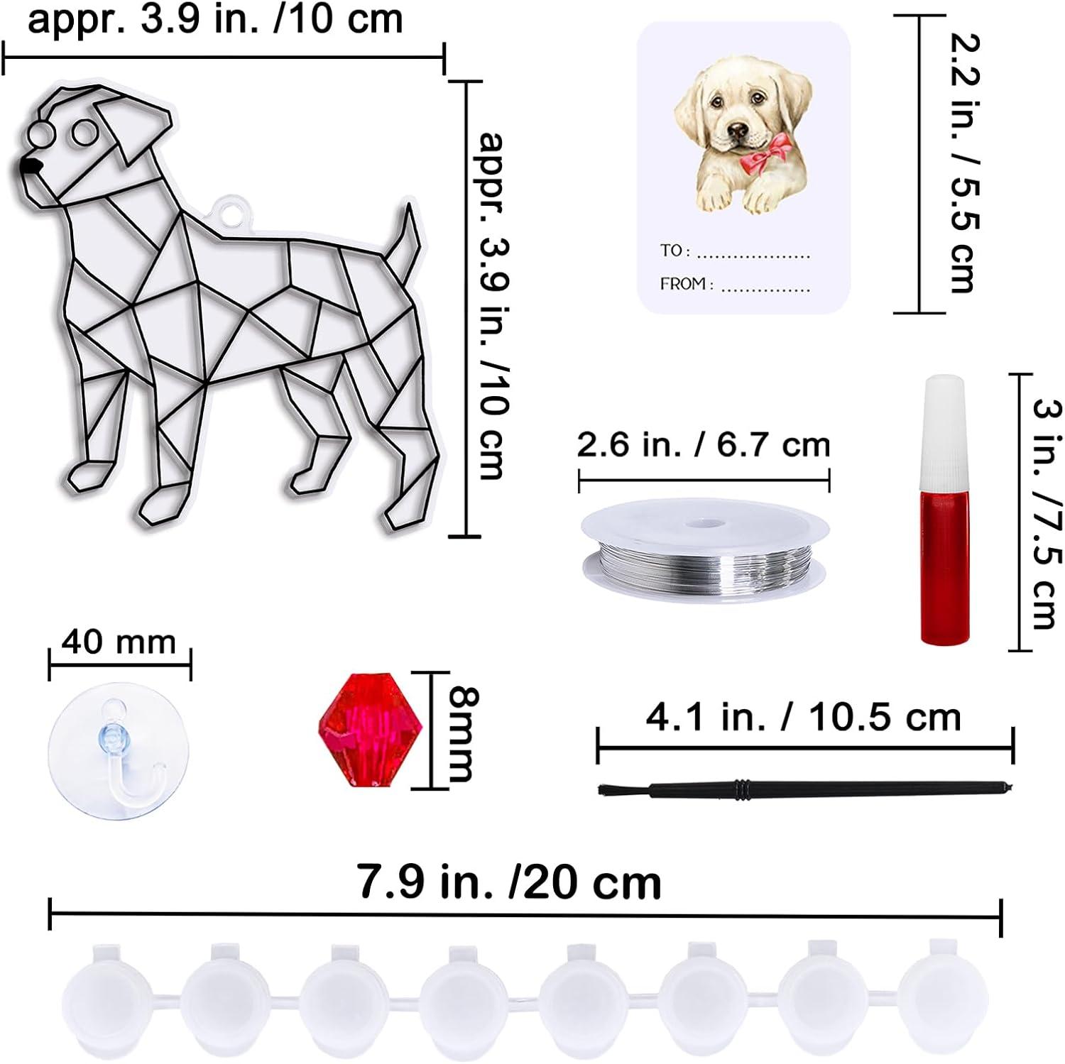 imageWinlyn 24 Sets Dog Suncatcher Decorations DIY Window Paint Art Craft Kits Rainbow Puppy Pet Sun Catcher Painting Kit for Kids Home Classroom School Activities Birthday Summer Camping Party Art Project