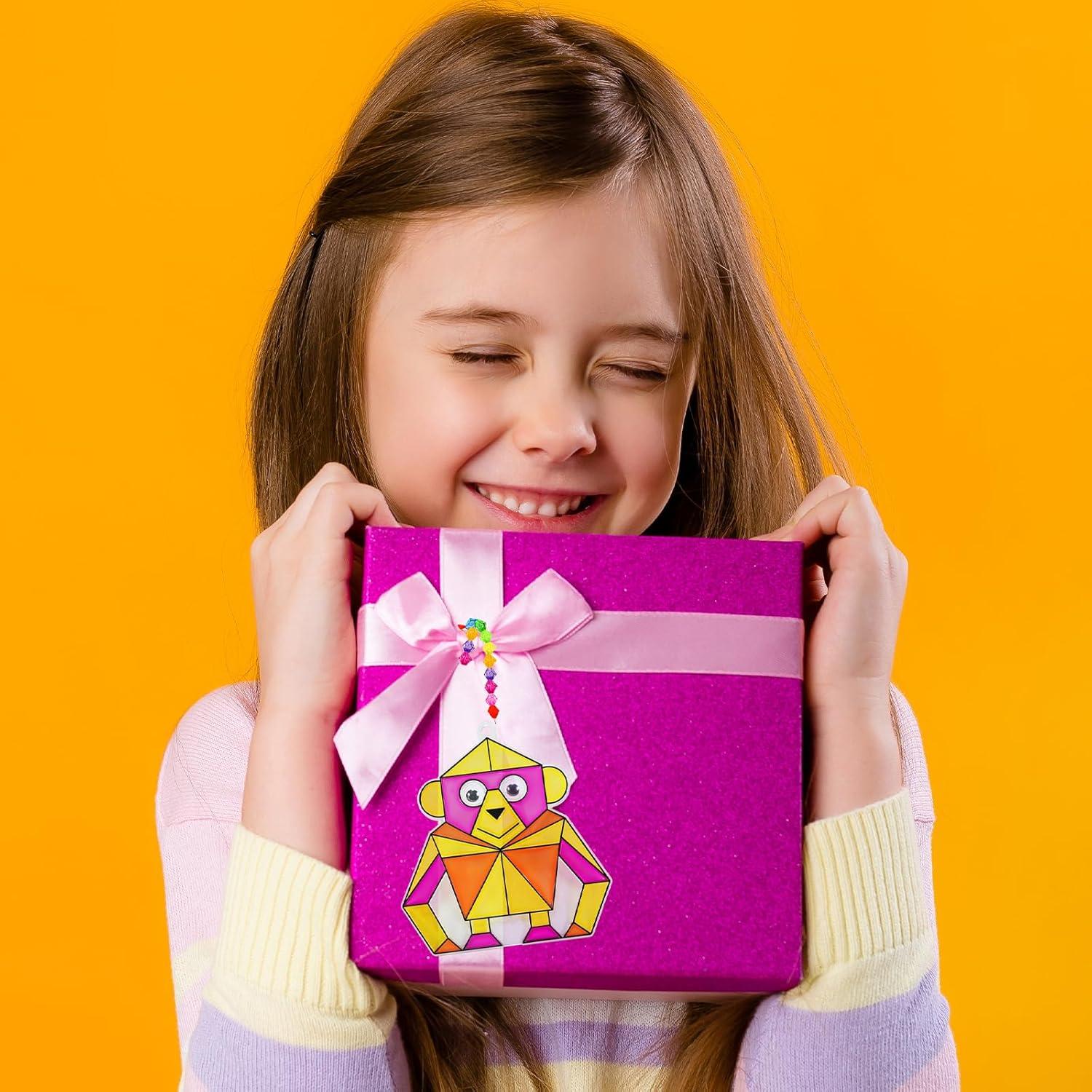 imageWinlyn 24 Sets Jungle Animal Suncatcher Decorations DIY Window Paint Art Craft Kits Safari Animal Sun Catchers Rainbow Painting Kit for Kids Classroom Activities Summer Camping VBS Party Art Project