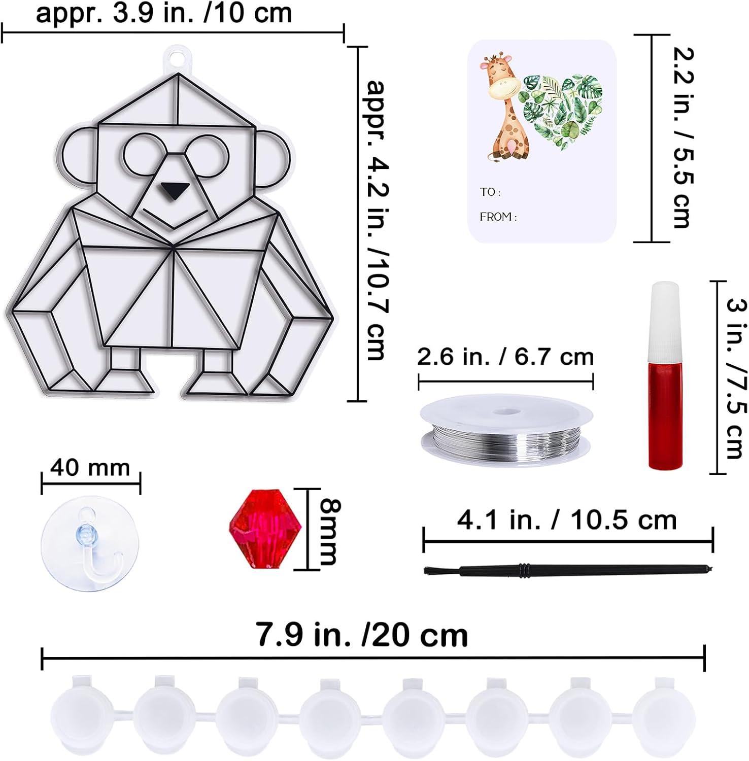 imageWinlyn 24 Sets Jungle Animal Suncatcher Decorations DIY Window Paint Art Craft Kits Safari Animal Sun Catchers Rainbow Painting Kit for Kids Classroom Activities Summer Camping VBS Party Art Project