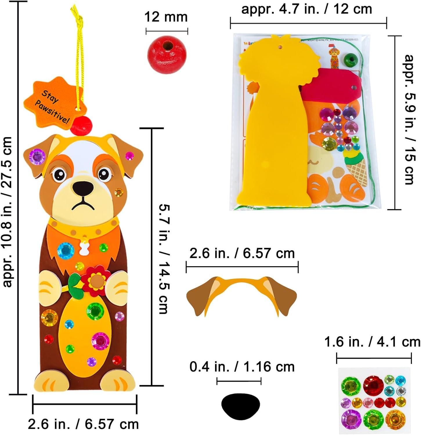 imageWinlyn 24 Sets Kids Crafts Kits DIY Dog Bookmark Ornaments Decorations Art Set Pet Arts Crafts Foam Stickers for Summer Camping Party Favors Reading Rewards Art Project Classroom Birthday Activities