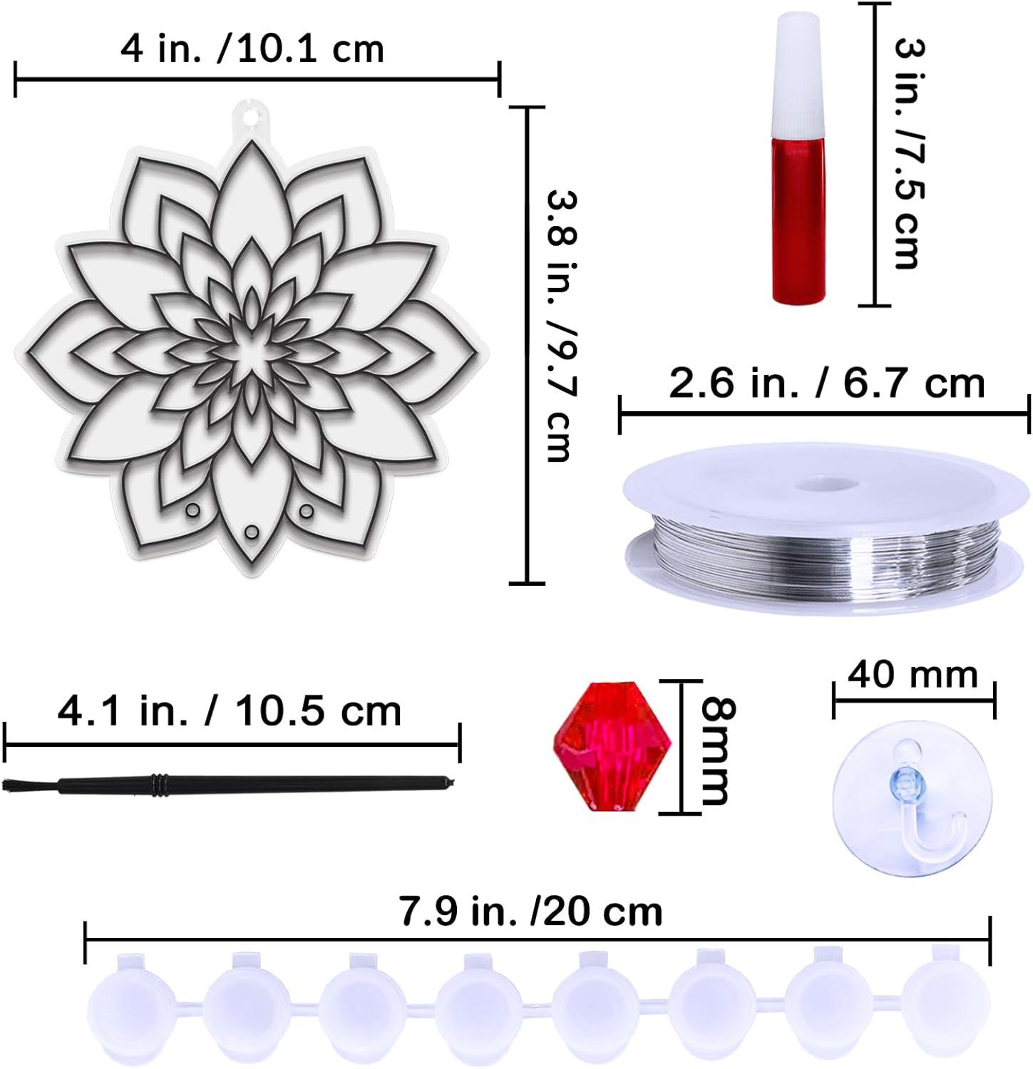 imageWinlyn 24 Sets Lotus Flower Suncatcher Wind Chimes Decorations DIY Window Paint Art Stickers Craft Kits Flower Sun Catchers for Kids Classroom Birthday Spring Summer Party Activities Art Project