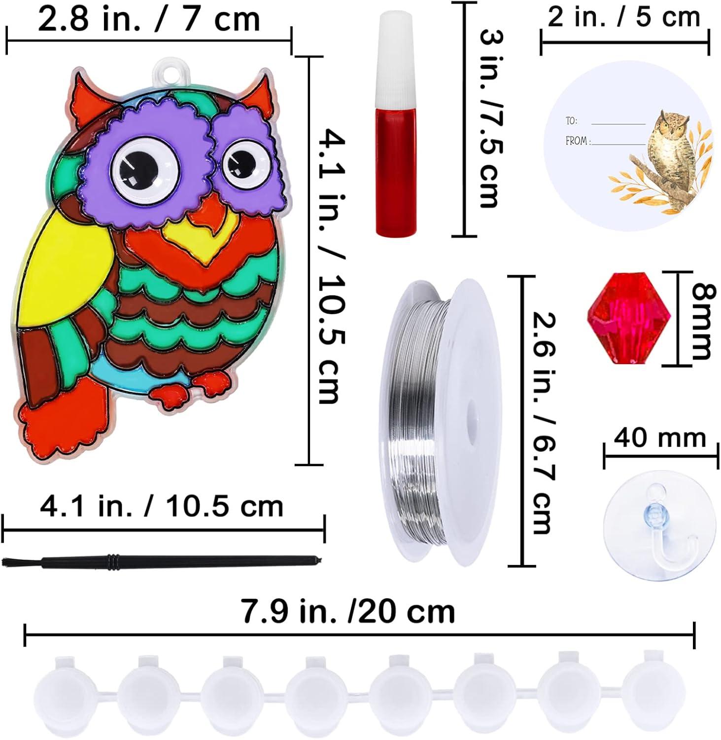 imageWinlyn 24 Sets Owl Suncatchers Ornaments Decorations DIY Window Paint Art Suncatchers Owl Craft Kits Sun Catchers for Kids Home Classroom Winter Holiday Season Fall Christmas Activities Party Favors